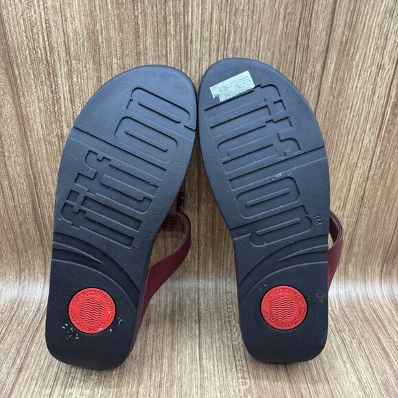 Fitflop Sandals Verna Pearl Flip Flops Thong Shooes Red Maroon Women’s Size 10 - Picture 7 of 8